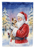 Yorkie with Santa Claus Garden Flag Mailbox Decorative Yard Banner Outside Patio Artwork for Flower Beds, Garden Size, Multicolor