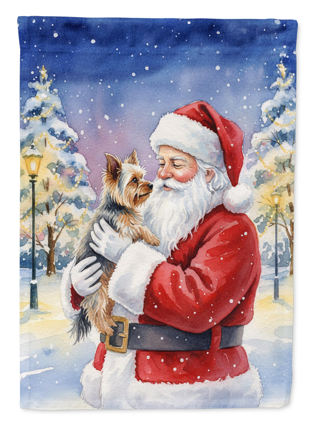 Yorkie with Santa Claus Garden Flag Mailbox Decorative Yard Banner Outside Patio Artwork for Flower Beds, Garden Size, Multicolor