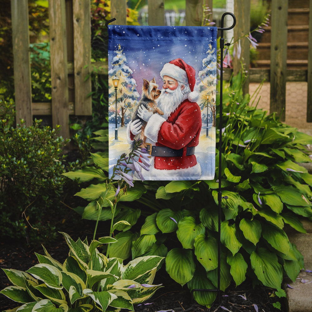 Yorkie with Santa Claus Garden Flag Mailbox Decorative Yard Banner Outside Patio Artwork for Flower Beds, Garden Size, Multicolor