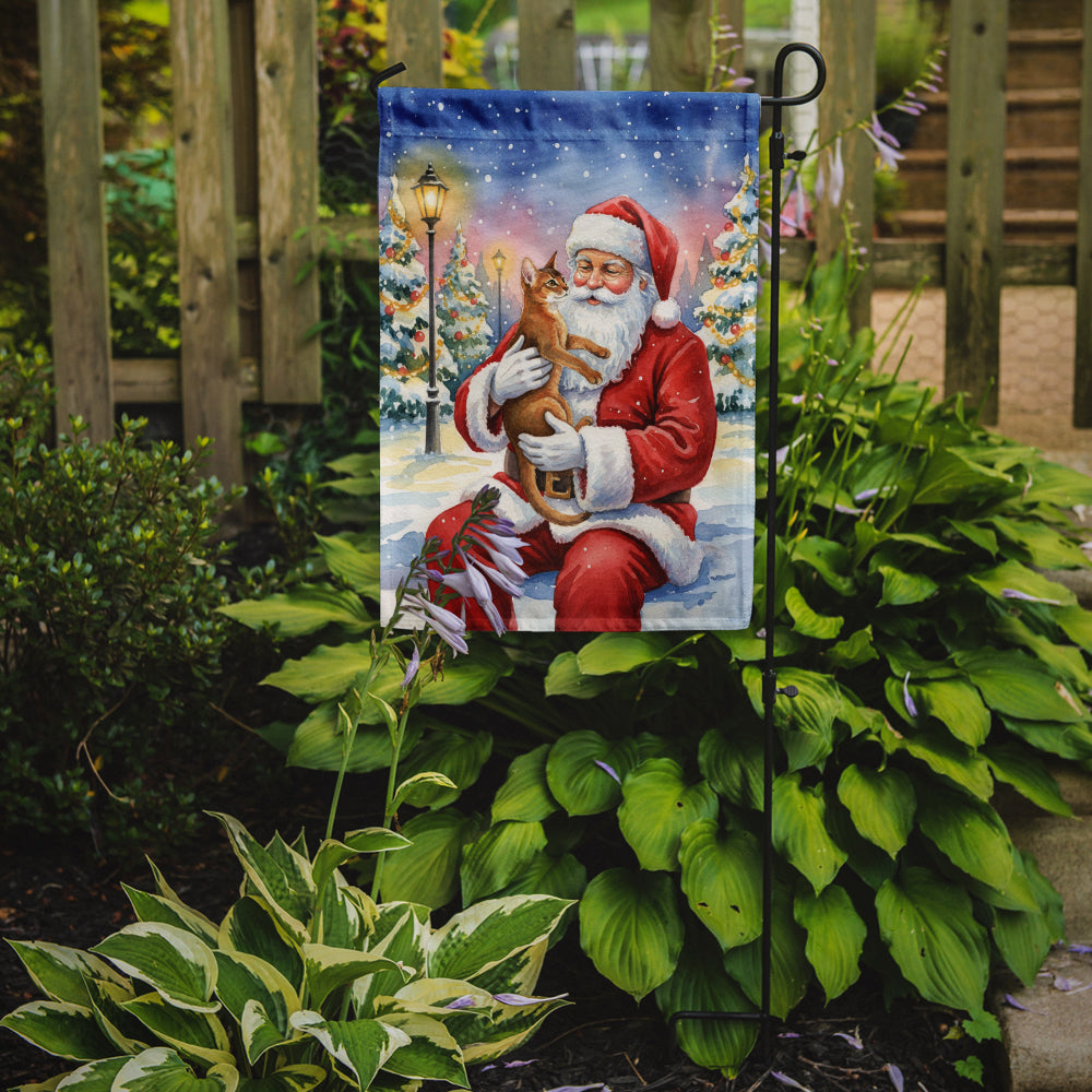 Abyssinian Cat with Santa Claus Garden Flag Mailbox Decorative Yard Banner Outside Patio Artwork for Flower Beds, Garden Size, Multicolor