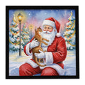 Abyssinian Cat with Santa Claus Framed Metal Print Bathroom, Kitchen, Office, Home Decor Wall Art Ready to Hang, Square, 8X8