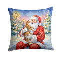 Abyssinian Cat with Santa Claus Decorative Throw Pillow 14x14 Indoor Outdoor Accent Cushion, Fabric Cover with Insert for Sofa, Bed, Porch & Living Room