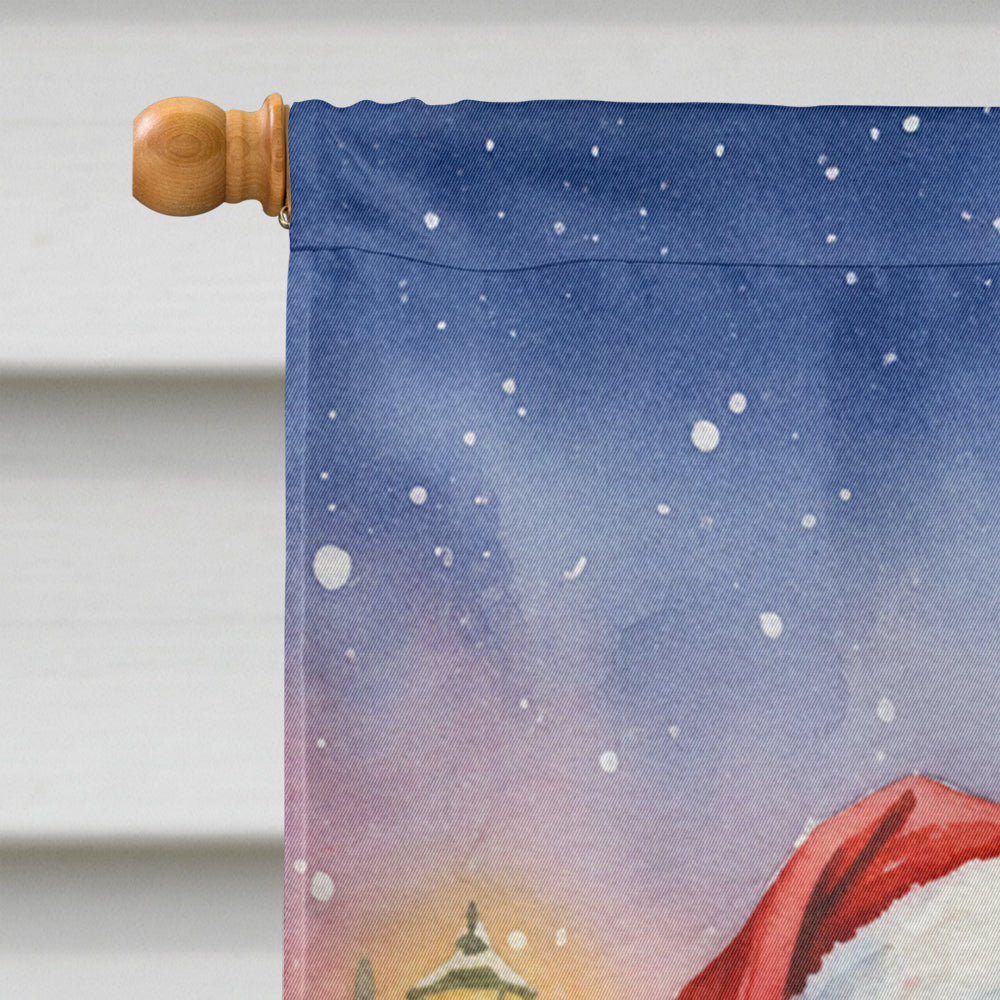 American Bobtail Cat with Santa Claus House Flag 28x40 Porch Sleeve Pole Decorative Outside Yard Banner Artwork Wall Hanging, Polyester