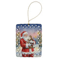 American Bobtail Cat with Santa Claus Porcelain Ornament Christmas Tree Hanging Decorations for Home Christmas Holiday, Rectangle, Gift, Multicolor