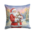 American Bobtail Cat with Santa Claus Decorative Throw Pillow 18x18 Indoor Outdoor Accent Cushion, Fabric Cover with Insert for Sofa, Bed, Porch & Living Room