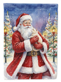 American Curl Cat with Santa Claus House Flag 28x40 Porch Sleeve Pole Decorative Outside Yard Banner Artwork Wall Hanging, Polyester