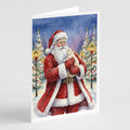 American Curl Cat with Santa Claus Greeting Cards Pack of 8 Blank Cards with Envelopes Whimsical A7 Size 5x7