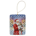 American Wirehair Cat with Santa Claus Porcelain Ornament Christmas Tree Hanging Decorations for Home Christmas Holiday, Rectangle, Gift, Multicolor