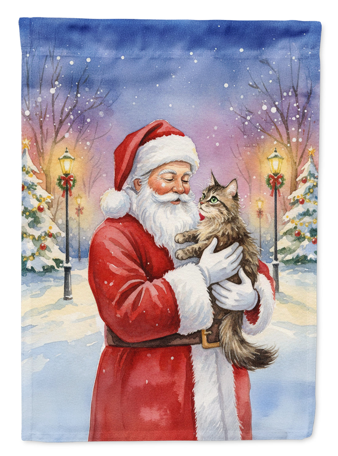 American Wirehair Cat with Santa Claus Garden Flag Mailbox Decorative Yard Banner Outside Patio Artwork for Flower Beds, Garden Size, Multicolor