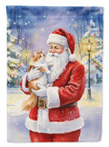 Asian Cat with Santa Claus Garden Flag Mailbox Decorative Yard Banner Outside Patio Artwork for Flower Beds, Garden Size, Multicolor
