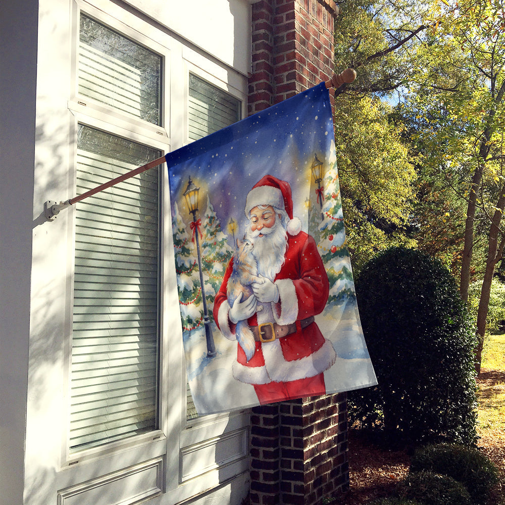 Australian Mist Cat with Santa Claus House Flag 28x40 Porch Sleeve Pole Decorative Outside Yard Banner Artwork Wall Hanging, Polyester