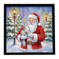 Australian Mist Cat with Santa Claus Framed Metal Print Bathroom, Kitchen, Office, Home Decor Wall Art Ready to Hang, Square, 8X8