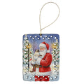 Balinese Cat with Santa Claus Porcelain Ornament Christmas Tree Hanging Decorations for Home Christmas Holiday, Rectangle, Gift, Multicolor