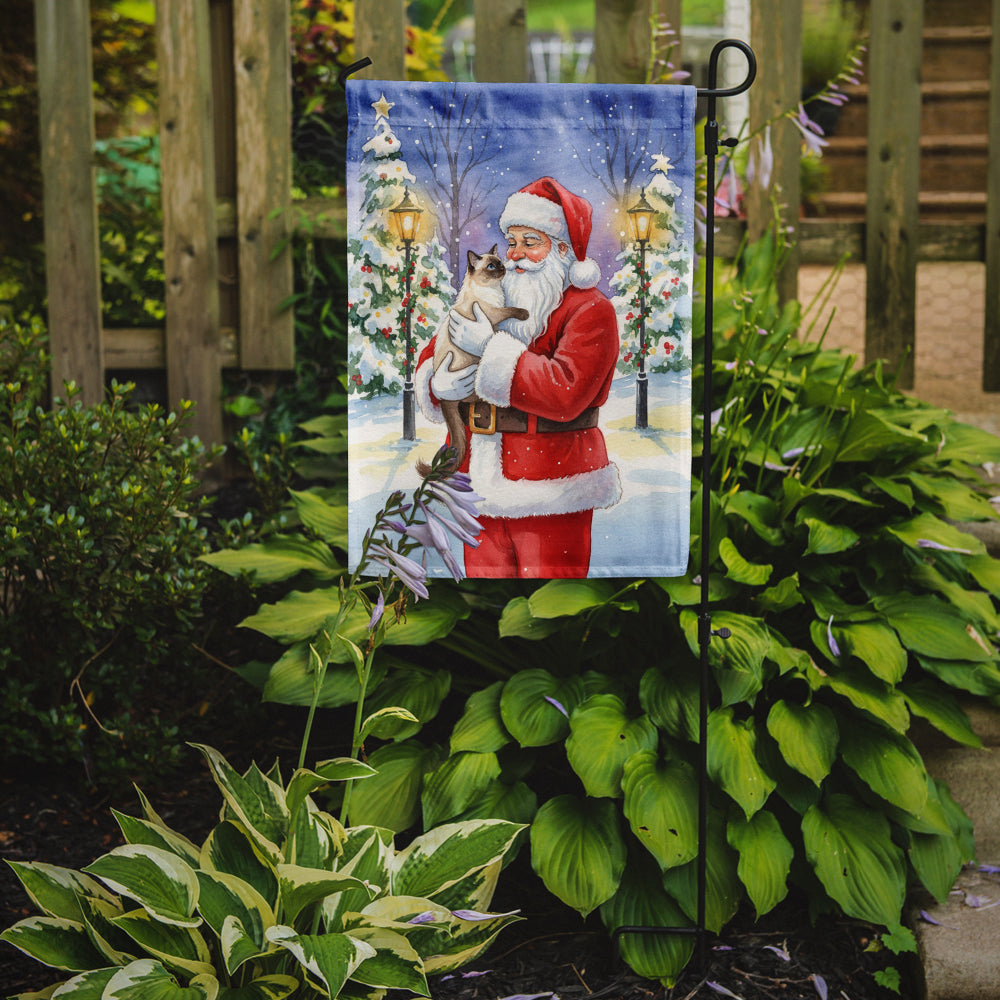 Balinese Cat with Santa Claus Garden Flag Mailbox Decorative Yard Banner Outside Patio Artwork for Flower Beds, Garden Size, Multicolor