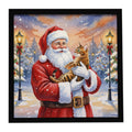 Bengal Cat with Santa Claus Framed Metal Print Bathroom, Kitchen, Office, Home Decor Wall Art Ready to Hang, Square, 8X8