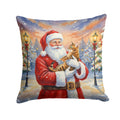 Bengal Cat with Santa Claus Decorative Throw Pillow 18x18 Indoor Outdoor Accent Cushion, Fabric Cover with Insert for Sofa, Bed, Porch & Living Room