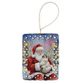 Birman Cat with Santa Claus Porcelain Ornament Christmas Tree Hanging Decorations for Home Christmas Holiday, Rectangle, Gift, Multicolor