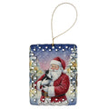 Black & White Tuxedo Cat with Santa Claus Porcelain Ornament Christmas Tree Hanging Decorations for Home Christmas Holiday, Rectangle, Gift, Multicolor