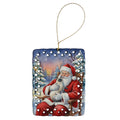 Blue Point Cat with Santa Claus Porcelain Ornament Christmas Tree Hanging Decorations for Home Christmas Holiday, Rectangle, Gift, Multicolor