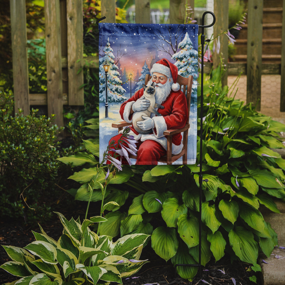 Blue Point Cat with Santa Claus Garden Flag Mailbox Decorative Yard Banner Outside Patio Artwork for Flower Beds, Garden Size, Multicolor