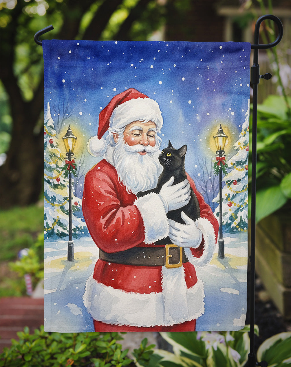 Bombay Cat with Santa Claus Garden Flag Mailbox Decorative Yard Banner Outside Patio Artwork for Flower Beds, Garden Size, Multicolor