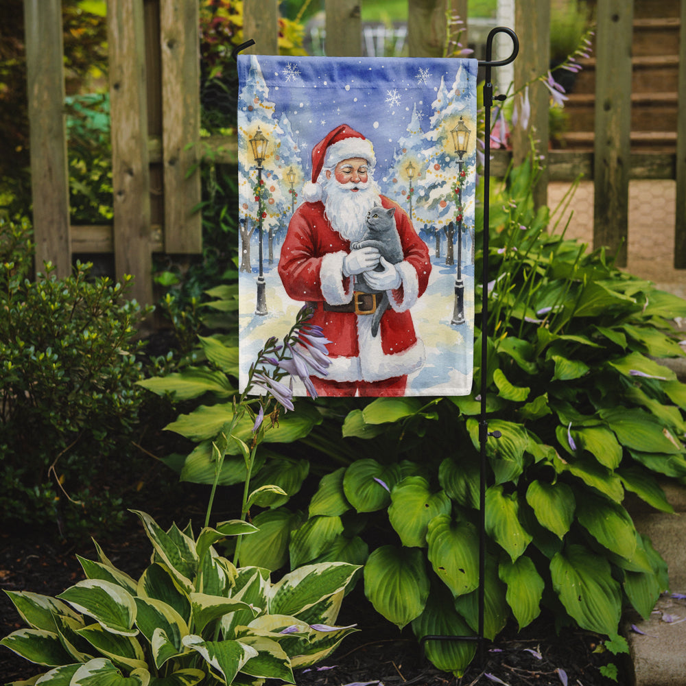 British Shorthair Cat with Santa Claus Garden Flag Mailbox Decorative Yard Banner Outside Patio Artwork for Flower Beds, Garden Size, Multicolor
