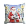 British Shorthair Cat with Santa Claus Decorative Throw Pillow 14x14 Indoor Outdoor Accent Cushion, Fabric Cover with Insert for Sofa, Bed, Porch & Living Room