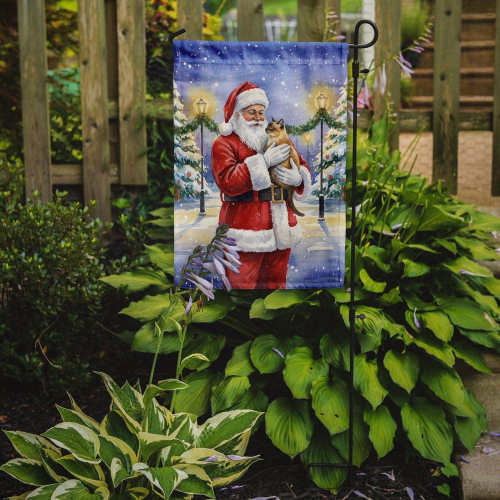Burmese Cat with Santa Claus Garden Flag Mailbox Decorative Yard Banner Outside Patio Artwork for Flower Beds, Garden Size, Multicolor