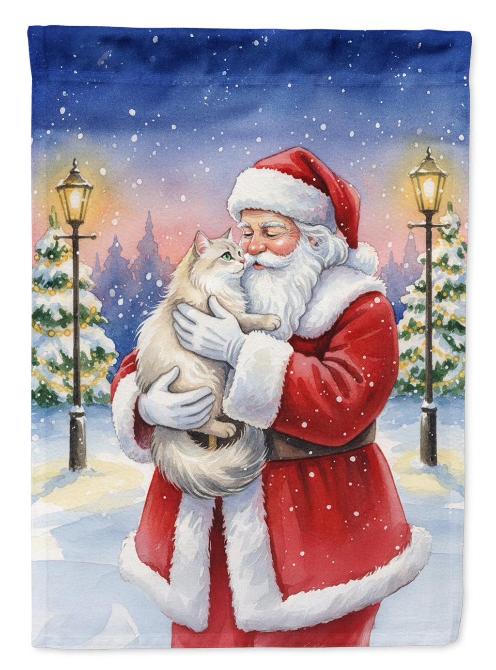 Burmilla Cat with Santa Claus Garden Flag Mailbox Decorative Yard Banner Outside Patio Artwork for Flower Beds, Garden Size, Multicolor