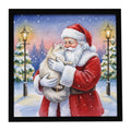 Burmilla Cat with Santa Claus Framed Metal Print Bathroom, Kitchen, Office, Home Decor Wall Art Ready to Hang, Square, 8X8