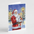 Calico Cat with Santa Claus Greeting Cards Pack of 8 Blank Cards with Envelopes Whimsical A7 Size 5x7