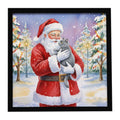 Chartreux Cat with Santa Claus Framed Metal Print Bathroom, Kitchen, Office, Home Decor Wall Art Ready to Hang, Square, 8X8