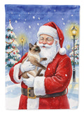 Chocolate Point Cat with Santa Claus Garden Flag Mailbox Decorative Yard Banner Outside Patio Artwork for Flower Beds, Garden Size, Multicolor