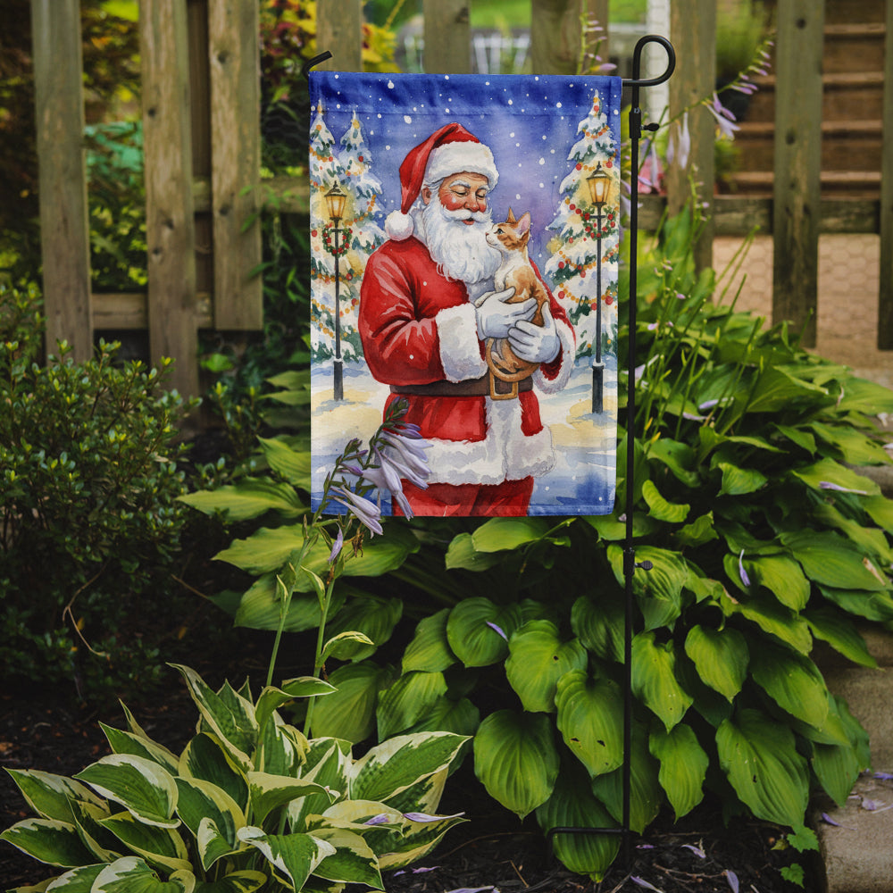 Cornish Rex Cat with Santa Claus Garden Flag Mailbox Decorative Yard Banner Outside Patio Artwork for Flower Beds, Garden Size, Multicolor