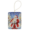 Cream and White Cat with Santa Claus Porcelain Ornament Christmas Tree Hanging Decorations for Home Christmas Holiday, Rectangle, Gift, Multicolor