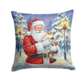 Cymric Cat with Santa Claus Decorative Throw Pillow 18x18 Indoor Outdoor Accent Cushion, Fabric Cover with Insert for Sofa, Bed, Porch & Living Room