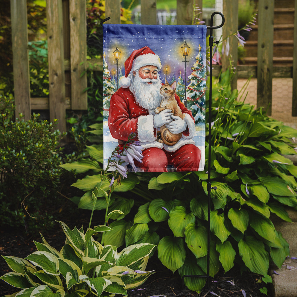 Devon Rex Cat with Santa Claus Garden Flag Mailbox Decorative Yard Banner Outside Patio Artwork for Flower Beds, Garden Size, Multicolor