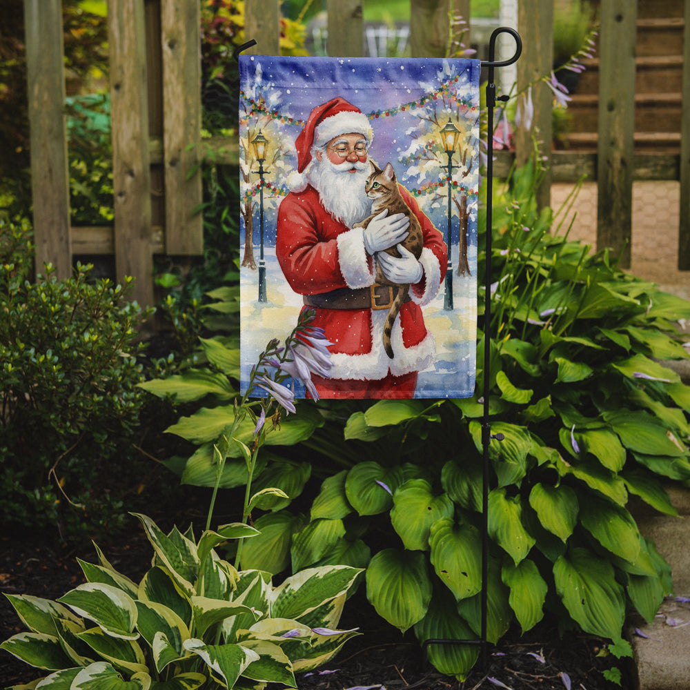 Egyptian Mau Cat with Santa Claus Garden Flag Mailbox Decorative Yard Banner Outside Patio Artwork for Flower Beds, Garden Size, Multicolor