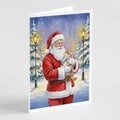 Exotic Shorthair Cat with Santa Claus Greeting Cards Pack of 8 Blank Cards with Envelopes Whimsical A7 Size 5x7