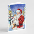 Flame Point Cat with Santa Claus Greeting Cards Pack of 8 Blank Cards with Envelopes Whimsical A7 Size 5x7