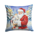 Flame Point Cat with Santa Claus Decorative Throw Pillow 14x14 Indoor Outdoor Accent Cushion, Fabric Cover with Insert for Sofa, Bed, Porch & Living Room