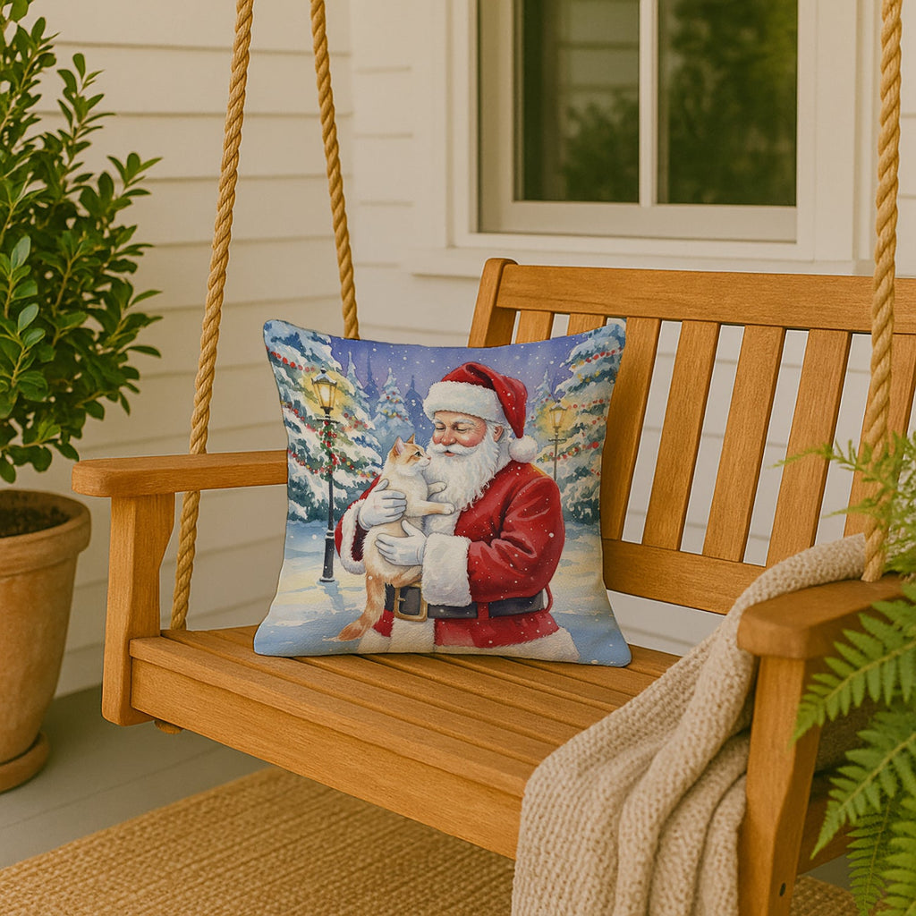 Flame Point Cat with Santa Claus Decorative Throw Pillow 18x18 Indoor Outdoor Accent Cushion, Fabric Cover with Insert for Sofa, Bed, Porch & Living Room