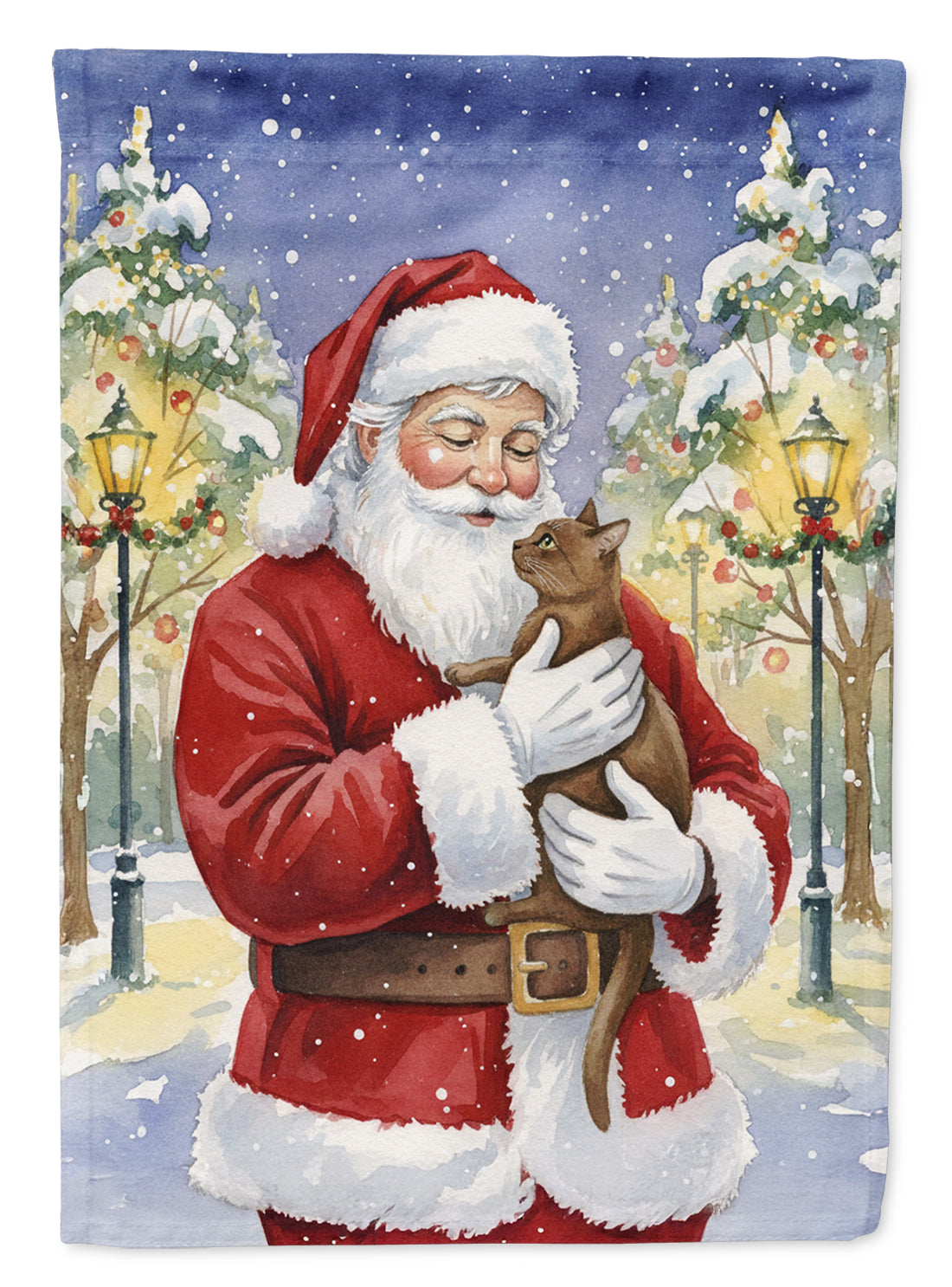Havana Cat with Santa Claus Garden Flag Mailbox Decorative Yard Banner Outside Patio Artwork for Flower Beds, Garden Size, Multicolor
