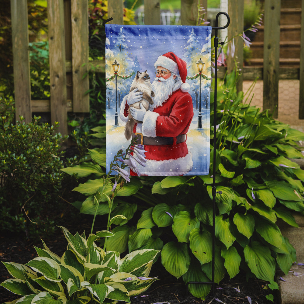 Himalayan Cat with Santa Claus Garden Flag Mailbox Decorative Yard Banner Outside Patio Artwork for Flower Beds, Garden Size, Multicolor