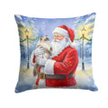 Himalayan Cat with Santa Claus Decorative Throw Pillow 14x14 Indoor Outdoor Accent Cushion, Fabric Cover with Insert for Sofa, Bed, Porch & Living Room