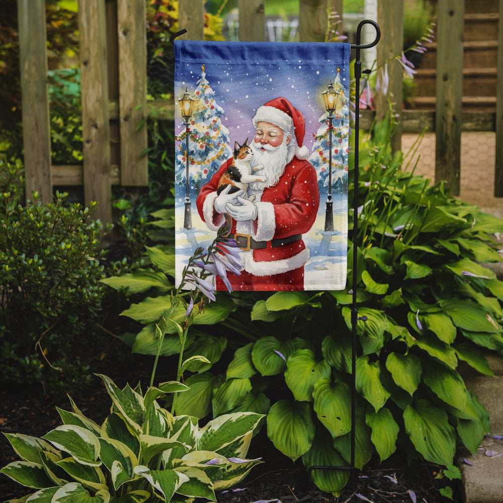 Japanese Bobtail Cat with Santa Claus Garden Flag Mailbox Decorative Yard Banner Outside Patio Artwork for Flower Beds, Garden Size, Multicolor