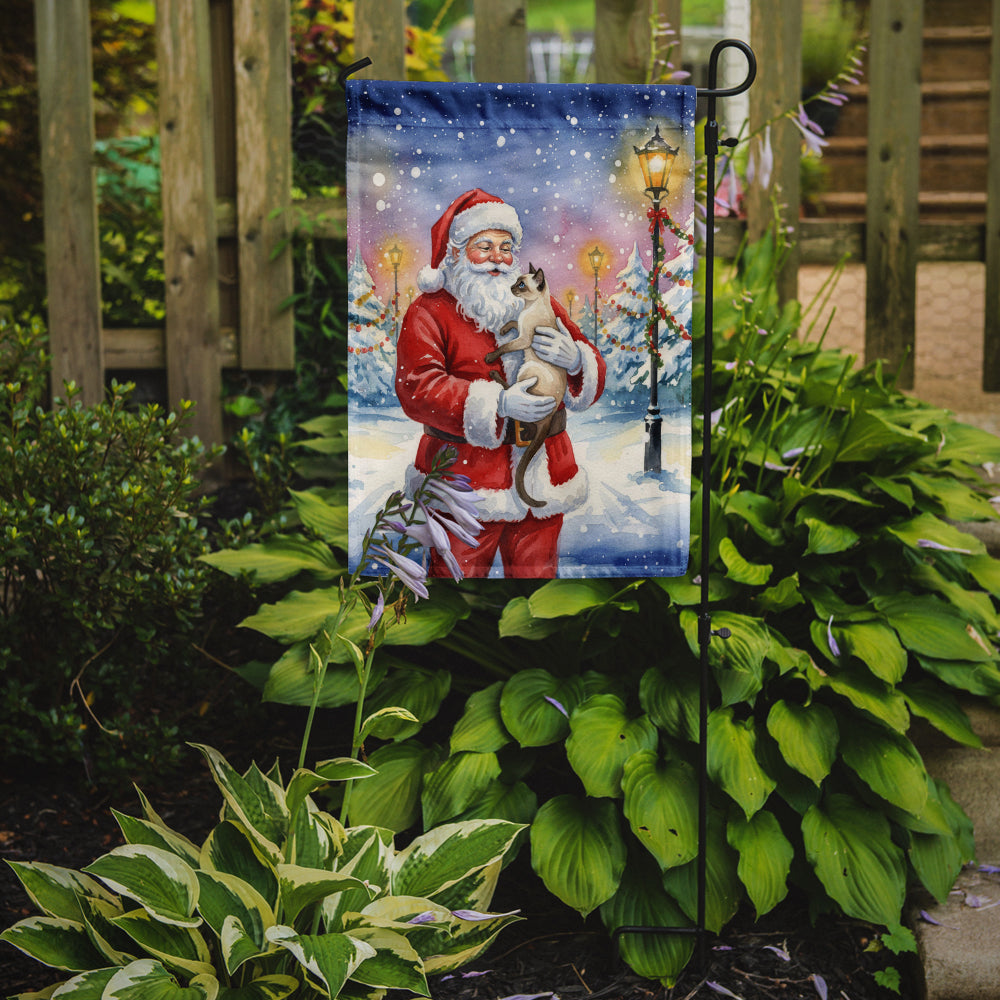 Javanese Cat with Santa Claus Garden Flag Mailbox Decorative Yard Banner Outside Patio Artwork for Flower Beds, Garden Size, Multicolor