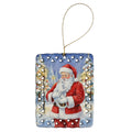 Khao Manee Cat with Santa Claus Porcelain Ornament Christmas Tree Hanging Decorations for Home Christmas Holiday, Rectangle, Gift, Multicolor