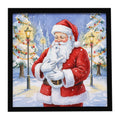 Khao Manee Cat with Santa Claus Framed Metal Print Bathroom, Kitchen, Office, Home Decor Wall Art Ready to Hang, Square, 8X8