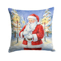 Khao Manee Cat with Santa Claus Decorative Throw Pillow 14x14 Indoor Outdoor Accent Cushion, Fabric Cover with Insert for Sofa, Bed, Porch & Living Room